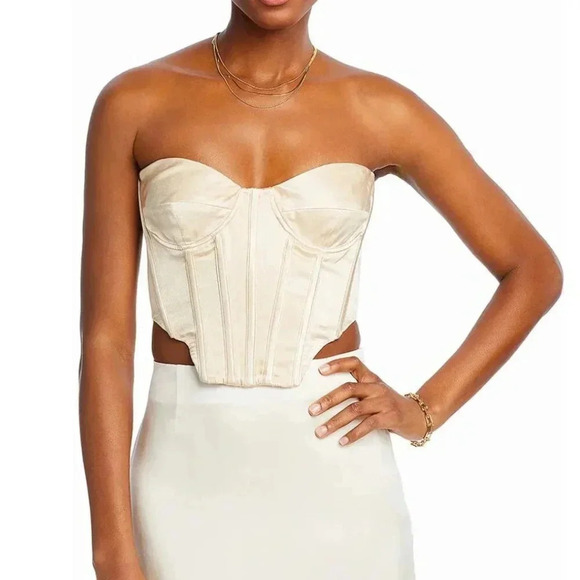 🔷 NEW BARDOT Size 4 Cropped Bustier Top - Picture 1 of 13